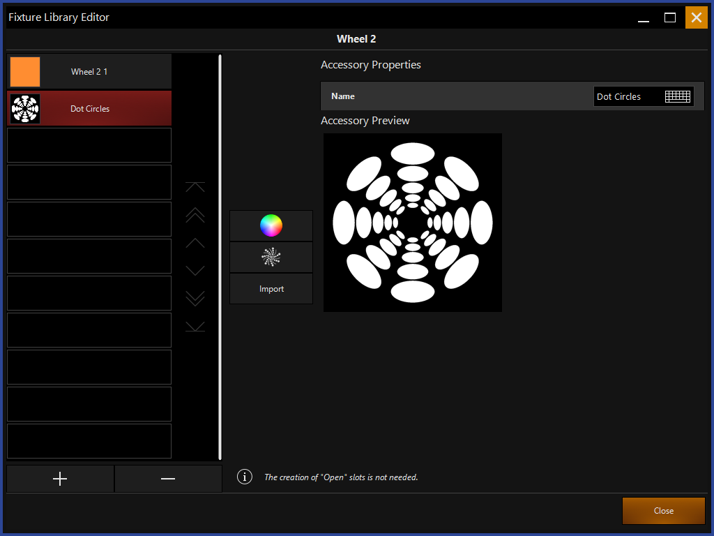 Редактирование колеса гобо для профиля прибора в ONYX