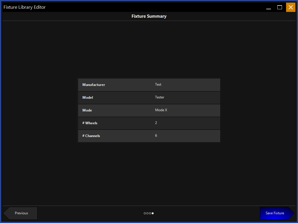 Итоговая информация по созданному профилю прибора в ONYX