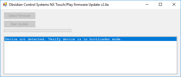 NX Touch не подключен для обновления прошивки