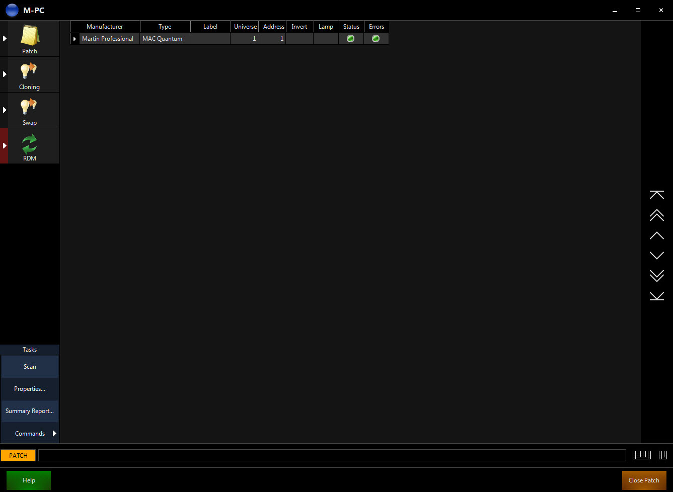 Результат RDM-сканирования в ONYX
